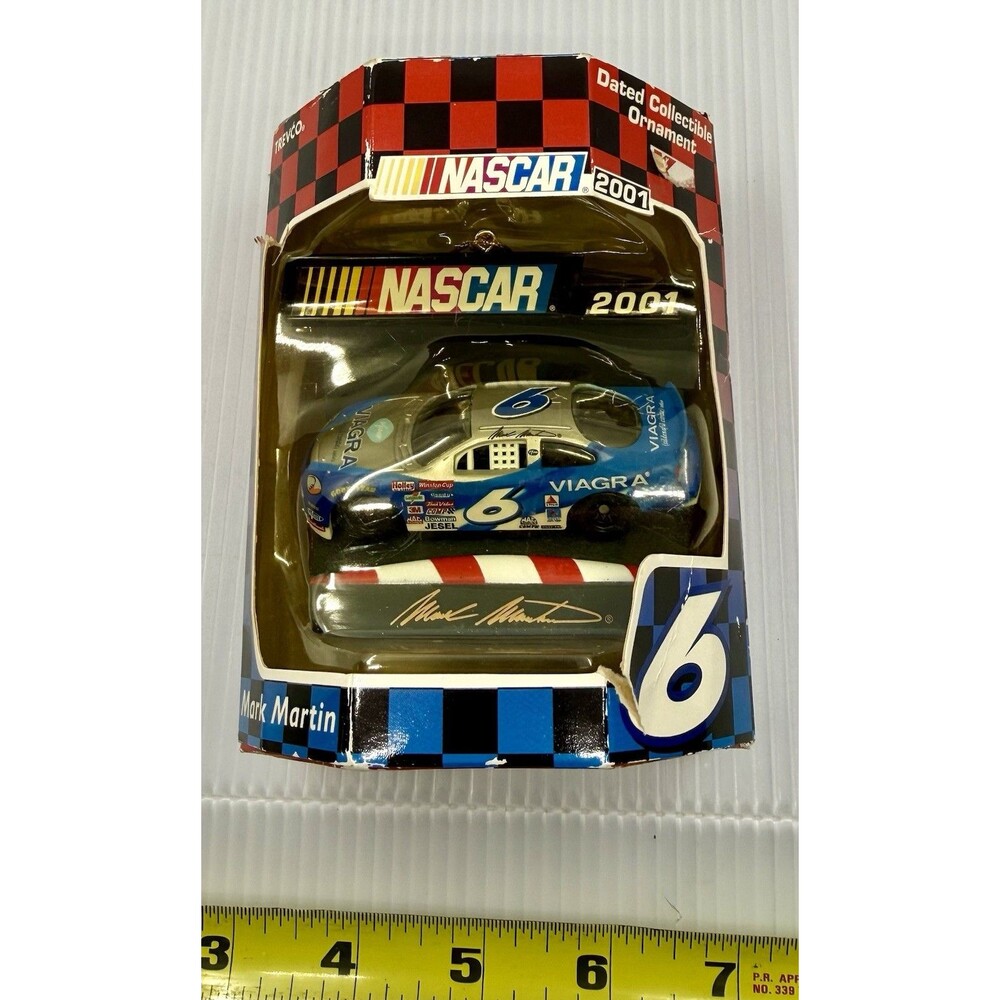 NASCAR 2001 Mark Martin #6 Blue V!agra Car Dated Collectible Ornament by Trevco